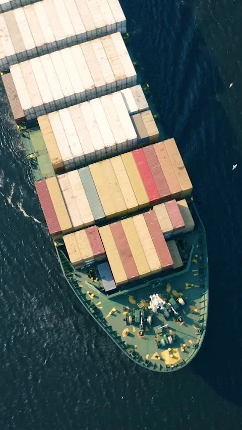 Aerial view of container vessel Stock Footage 239990230