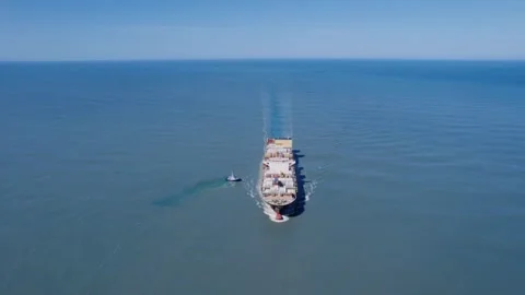 Aerial view containers ship cargo business commercial logistic sea Stock Footage 336445693
