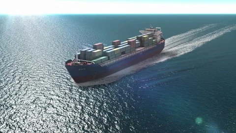 Aerial view containers ship cargo business commercial logistic sea Vídeos de archivo 336445781