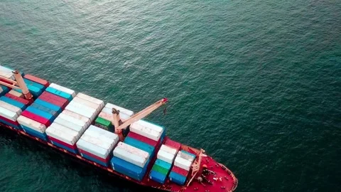 Aerial view containers ship cargo business commercial logistic sea Stock Footage 336445799