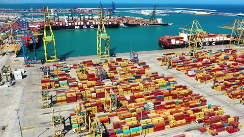 Aerial view of Containers Zone Area Stock Footage 138938306