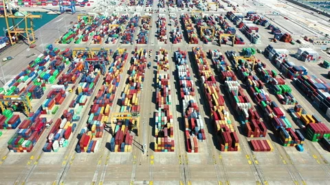 Aerial view of Containers Zone Area Stock Footage 138953433