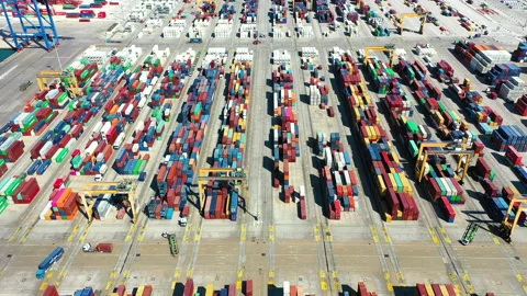 Aerial view of Containers Zone Area Stock Footage 138955535