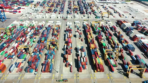 Aerial view of Containers Zone Area Stock Footage 138955569