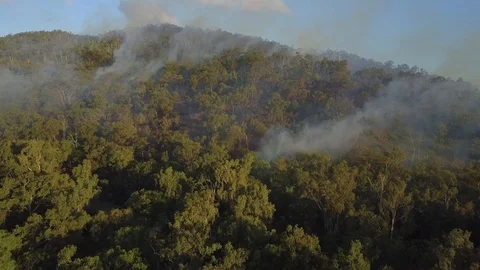 Aerial view of controlled burn in a forest in Australia Stockbeeldmateriaal 89737100