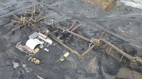 Aerial view of conveyor belts Stock Footage 334906342