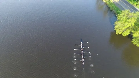 Aerial View Cooper River Boating Rowing Pennsauken New Jersey Vidéo 75171259