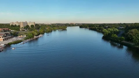 Aerial View of Cooper River in Pennsauken New Jersey Stock Footage 218277341