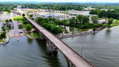 Aerial View of Coosa River and Coosa Landing in Gadsden, Alabama Stock Footage 313016102