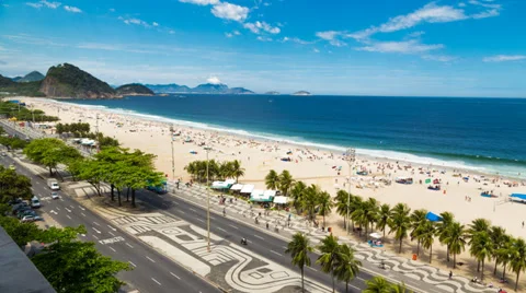 Aerial view of Copacabana Beach Stock Footage 34601904
