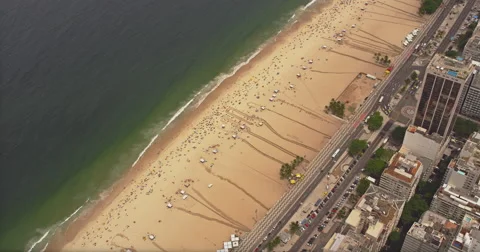 Aerial View of Copacabana Beach Stock Footage 64863680