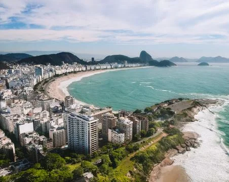 Aerial view of Copacabana beach in Rio de Janeiro, Brazil Stock Photos