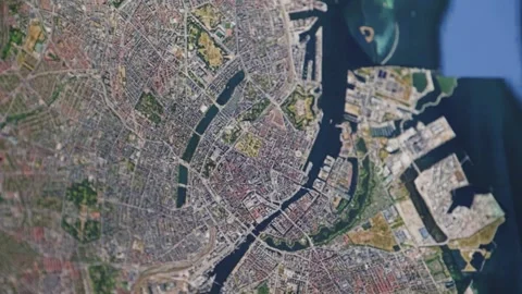 Aerial View of Copenhagen, Denmark — Camera Scanning a Photorealistic Detailed Stock Footage 346491453