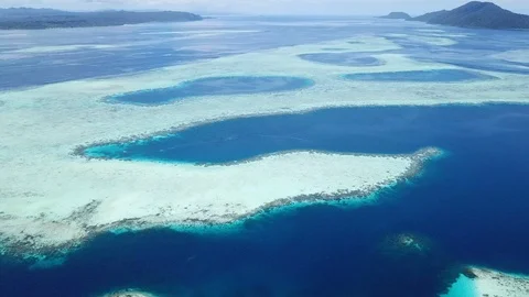 Aerial View of Coral Reef Structure in Raja Ampat Stock Footage 88378663