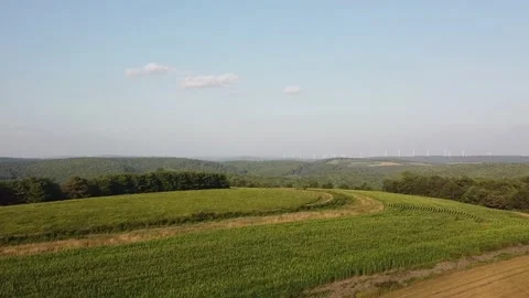 An Aerial View of a Corn Field and Green Energy off in the Distance Stock Footage 158443072