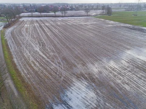 Aerial view of Corn fields after a rainy season Stock Photos