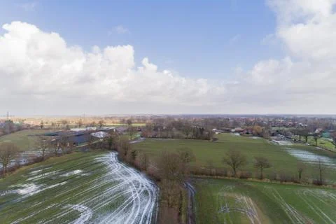 Aerial view of Corn fields after a rainy season Stock Photos