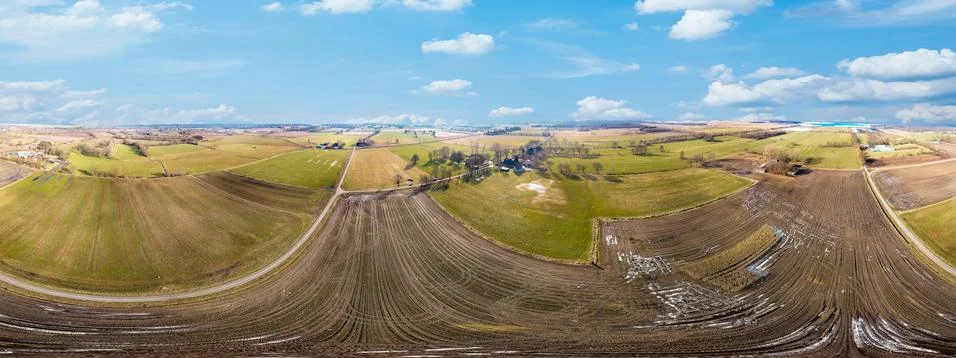 Aerial view of Corn fields after a rainy season Stockfoto's