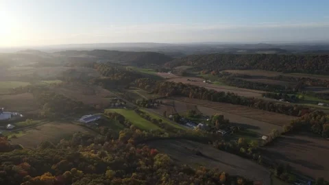 Aerial view of corn fields in fall in the mountains of in rural Central Pen.. 스톡 동영상 243845096