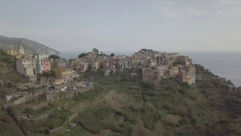 Aerial View of Corniglia, Cinque Terre, Italy Stock Footage 89221536