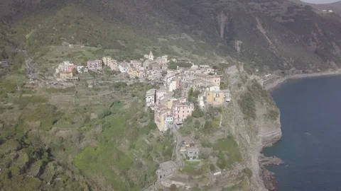 Aerial View of Corniglia, Cinque Terre, Italy Stock Footage 89221779