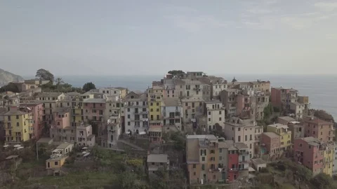 Aerial View of Corniglia, Cinque Terre, Italy Stock Footage 89221911