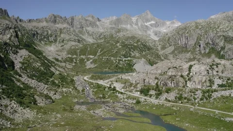 Aerial view of cornisello lake in the upper nambrone valley in trentino 스톡 동영상 247363099