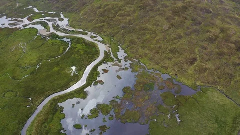 Aerial view of a Cornwall  swamp Stockbeeldmateriaal 127213213