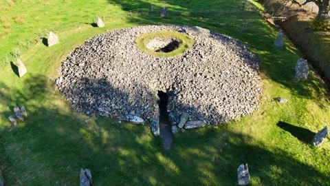 Aerial View of Corrimony Chambered Cairn, Scottish Highlands Stock Footage 330661553
