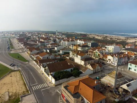 Aerial view from Costa Nova Stock Photos