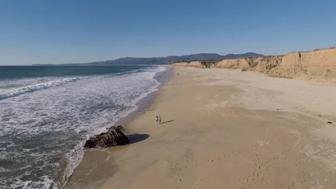 Aerial View of Couple at the Beach Stock Footage 87106866