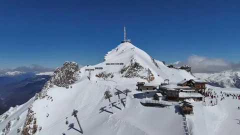 Aerial view of Courchevel and Meribel station in French alps Stock Footage 334174953