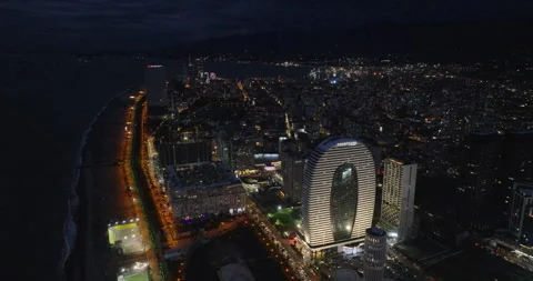 Aerial view of Courtyard by Marriott on sherif khimshiashvili street Video stock 253564902