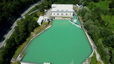 Aerial view of the Covalou hydroelectric power plant located in Antey Aosta 库存影片 306598053
