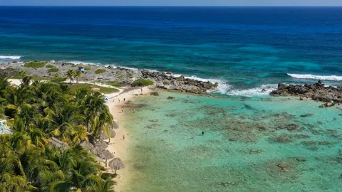 Aerial view of Cozumel, island in Caribbean Sea - Yucatan Peninsula, Mexico Stock Footage