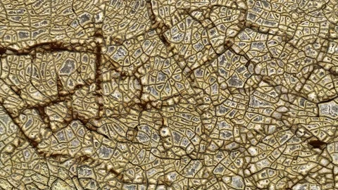 Aerial view of cracked earth patterns in the Rio Tinto mines, Spain. Stock Footage 331859953
