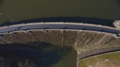 Aerial view of Craig goch elan valley. 90deg view climbing Stock Footage 126922553