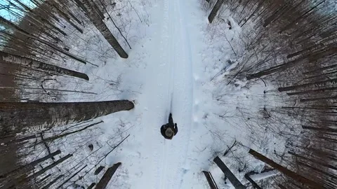 Aerial like view created with a 360-dgree camera looking down onto a cross-count Stock Footage 266914743