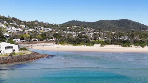 Aerial View of Crescent Head Beach and Coastal Town Video stock 342231305
