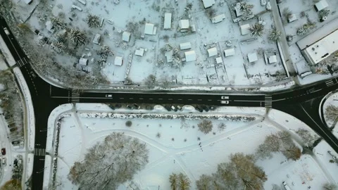 Aerial view of the crossroads Stock Footage 231261614