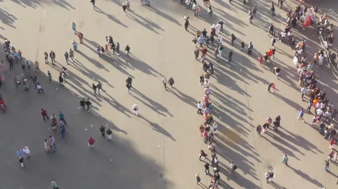 Aerial view of crowd and line of people Stock Footage 41680593