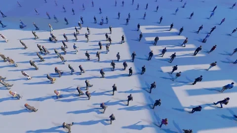 Aerial view of the crowd on the way to work in the office building Stock Footage 196534147