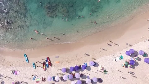Aerial view of a crowded beach Stock Footage 80371482