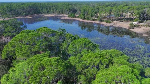 Aerial view of Crows Bluff in Lake County, United States. Stock Footage 340632070