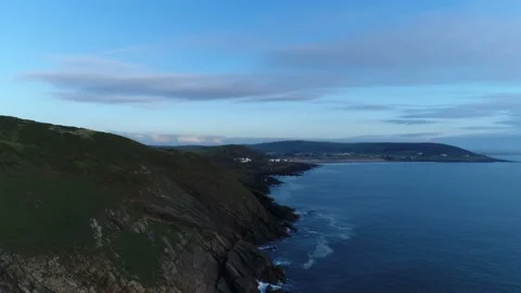 Aerial view of Croyde Devon Landscape (3) Stock Footage 163650815