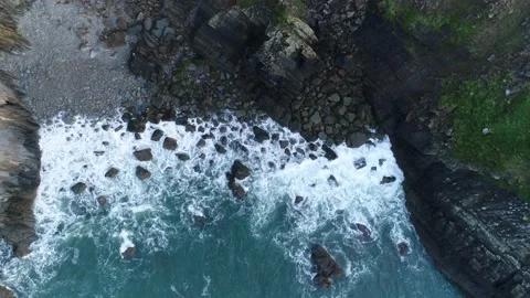 Aerial view of Croyde Devon Landscape (12) Stock Footage 163652708