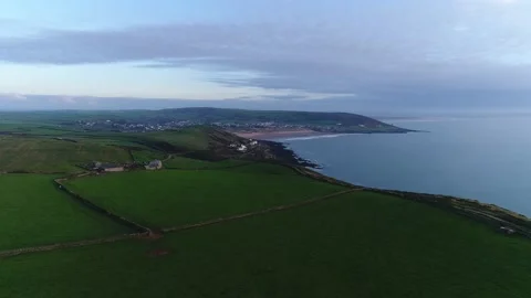 Aerial view of Croyde Devon Landscape (23) Stock Footage 163654325