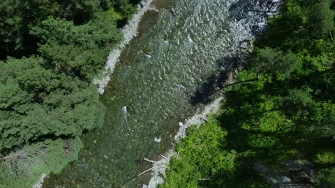 Aerial view of a crystal clear mountain river, top view. Stock-Footage 201652879
