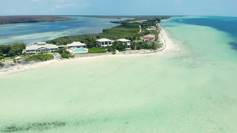 Aerial View of Crystal Waters at Deep Water Cay, East End, Grand Bahama Stock Footage 108249244