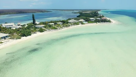 Aerial View of Crystal Waters at Deep Water Cay, East End, Grand Bahama Stock Footage 108249405